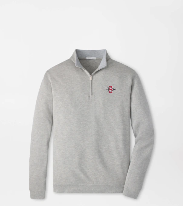 San Diego State Crown Comfort Quarter-Zip Pullover in Light Grey