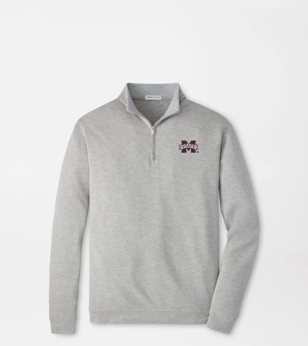 Mississippi State Crown Comfort Quarter-Zip Pullover in Light Grey