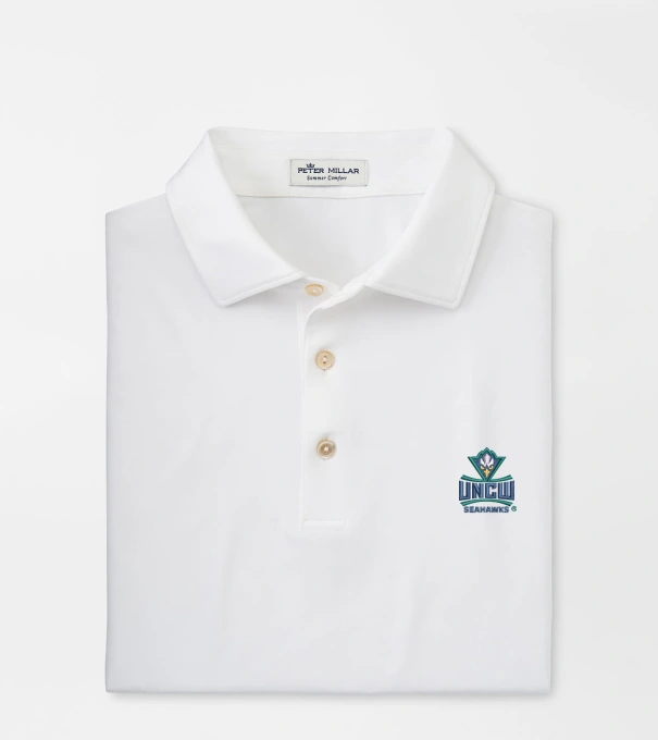 UNCW Solid Performance Jersey Polo in White