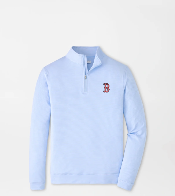 Boston Red Sox Perth Sugar Stripe Performance Quarter-Zip in Cottage Blue/White