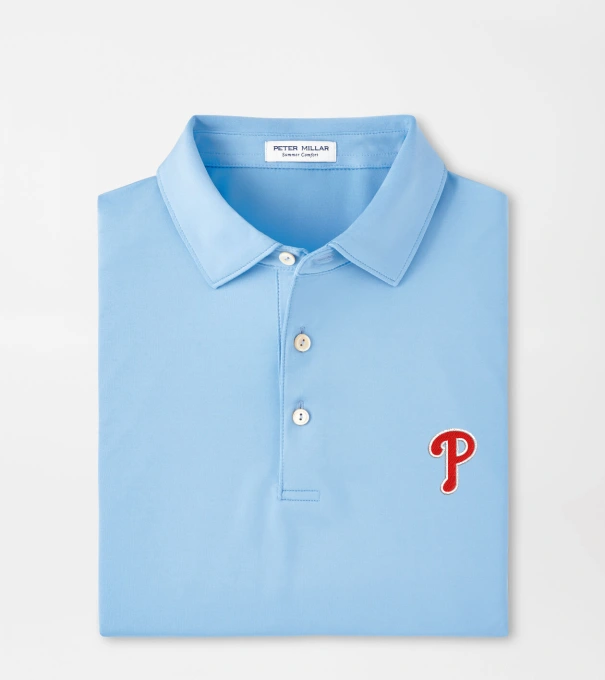 Philadelphia Phillies Solid Performance Jersey Polo in Cottage Blue