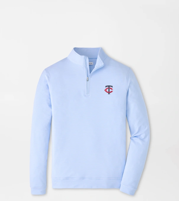 Minnesota Twins Perth Sugar Stripe Performance Quarter-Zip in Cottage Blue/White