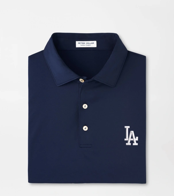 Los Angeles Dodgers Solid Performance Jersey Polo in Navy