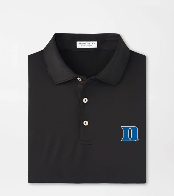 Duke University Solid Performance Jersey Polo in Black