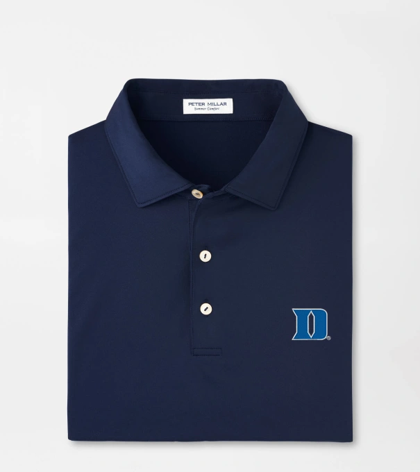 Duke University Solid Performance Jersey Polo in Navy