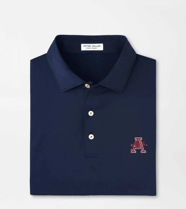 Arkansas Vault Solid Performance Jersey Polo in Navy