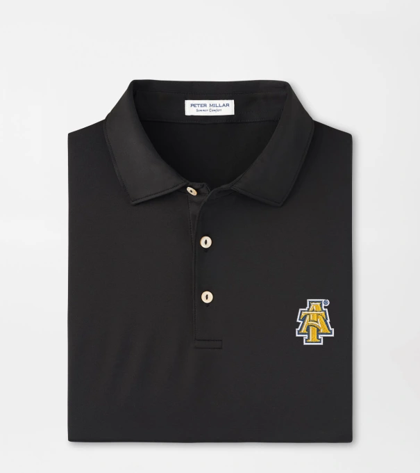 NC A&T Solid Performance Jersey Polo in Black