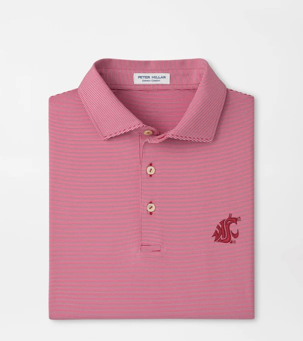 Washington State Jubilee Stripe Performance Polo in Crimson1
