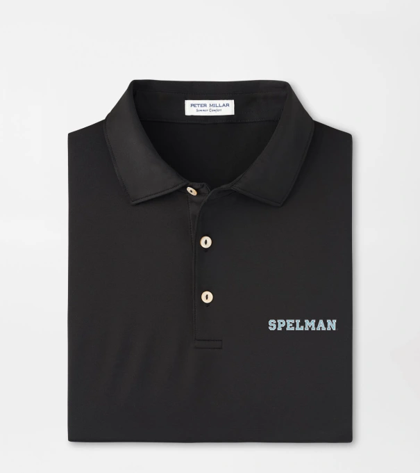 Spelman College Solid Performance Jersey Polo in Black