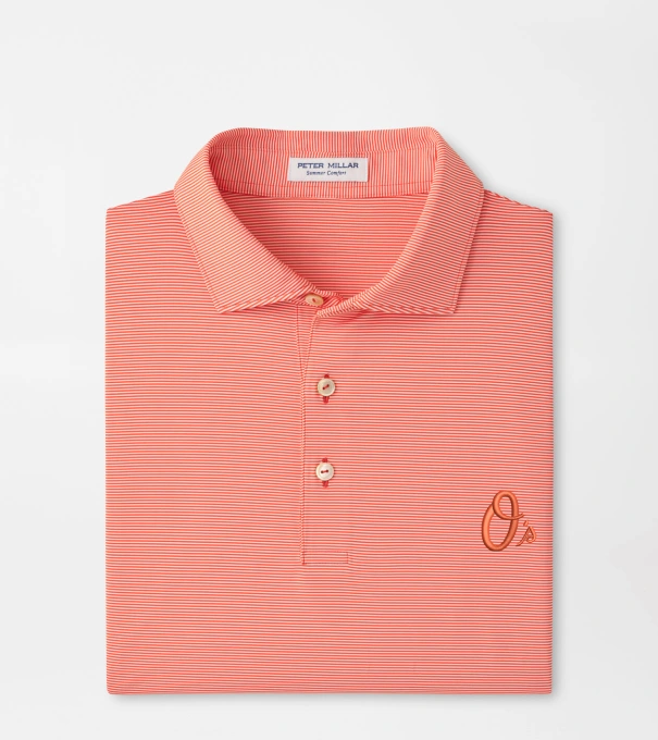 Cooperstown Baltimore Orioles Jubilee Stripe Performance Polo in Orange6