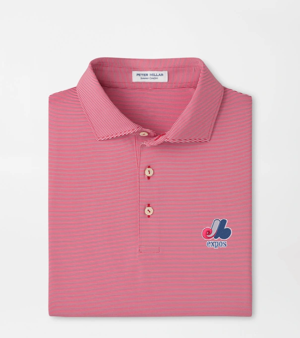 Cooperstown Montreal Expos Jubilee Stripe Performance Polo in Red3
