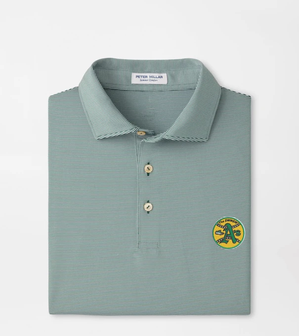 Cooperstown Athletics Jubilee Stripe Performance Polo in Green1