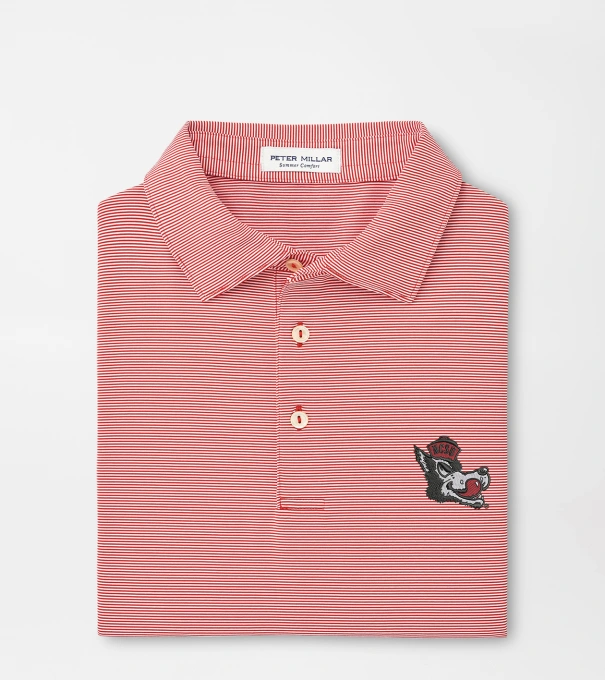 NC State Vault Jubilee Stripe Performance Polo in Red3