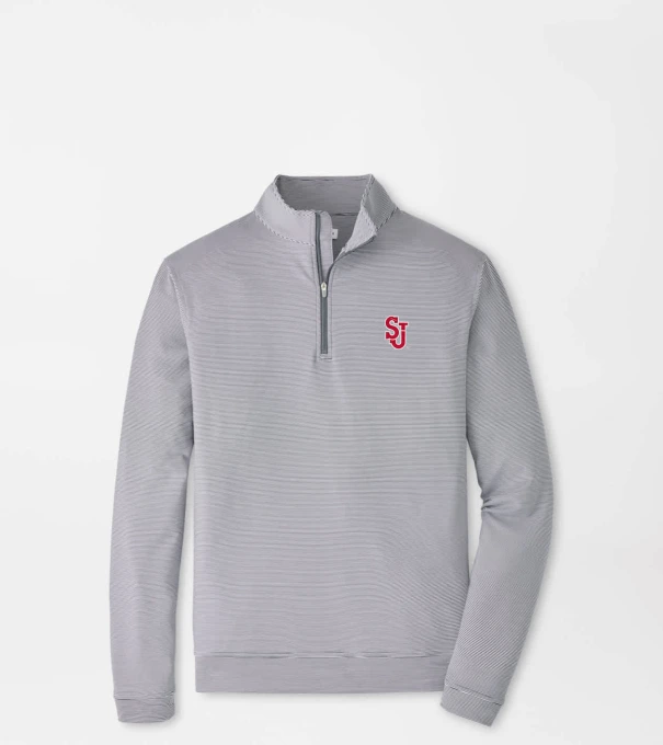 St. Johns University Perth Sugar Stripe Performance Quarter-Zip in Iron/White