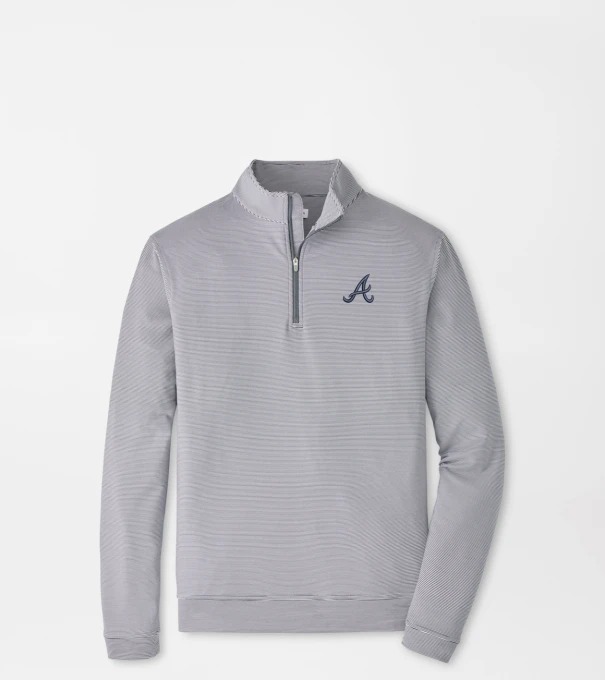 Atlanta Braves Perth Sugar Stripe Performance Quarter-Zip in Iron/White