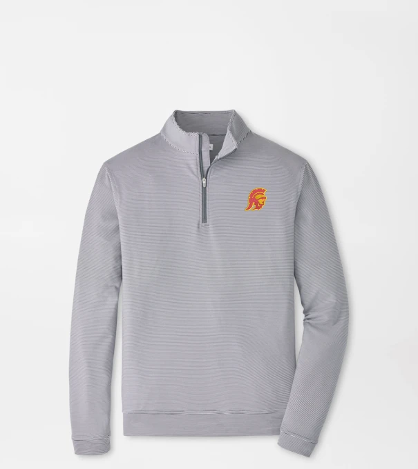 USC Trojan Perth Sugar Stripe Performance Quarter-Zip in Iron/White