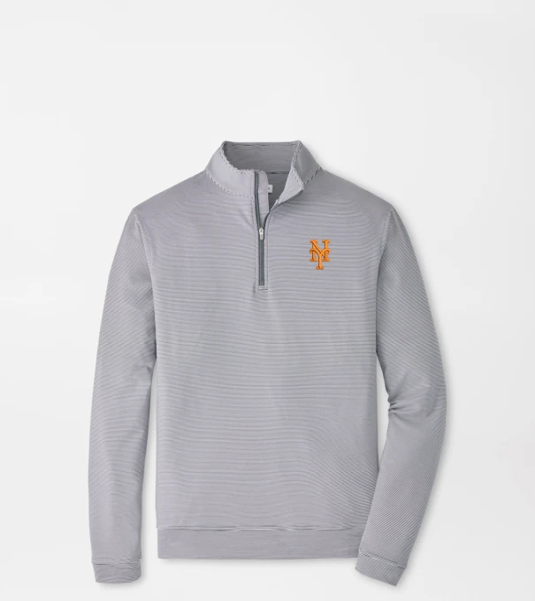 New York Mets Perth Sugar Stripe Performance Quarter-Zip in Iron/White