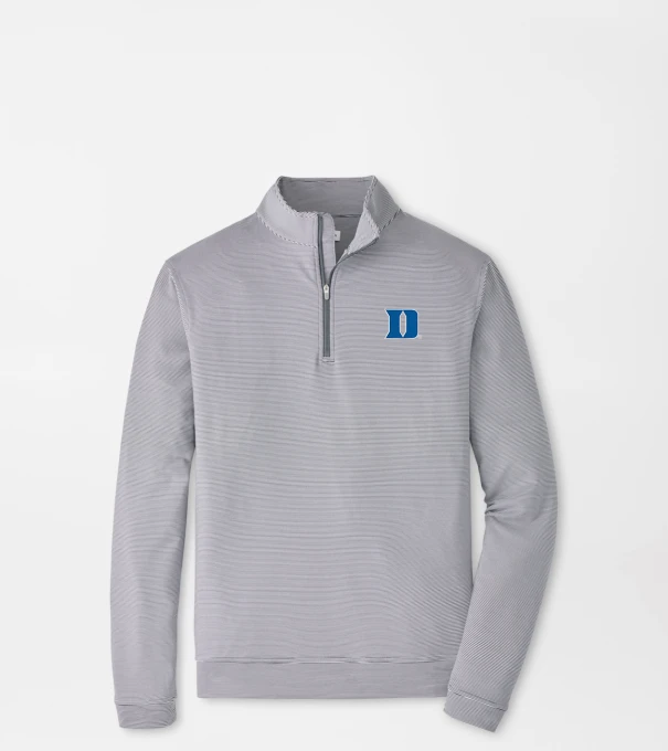 Duke University Perth Sugar Stripe Performance Quarter-Zip in Iron/White