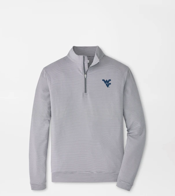 West Virginia Perth Sugar Stripe Performance Quarter-Zip in Iron/White