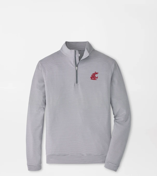 Washington State Perth Sugar Stripe Performance Quarter-Zip in Iron/White