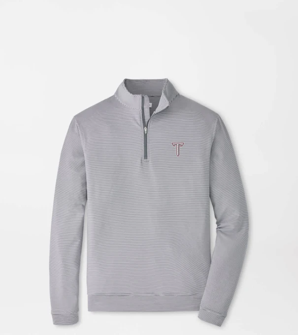 Troy Perth Sugar Stripe Performance Quarter-Zip in Iron/White