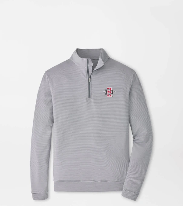 San Diego State Perth Sugar Stripe Performance Quarter-Zip in Iron/White