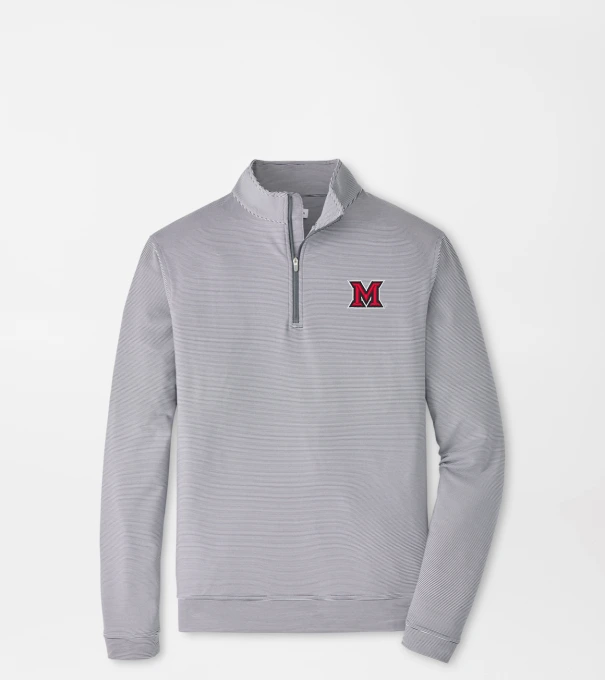 Miami of Ohio Perth Sugar Stripe Performance Quarter-Zip in Iron/White