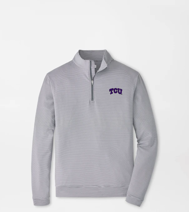 TCU Perth Sugar Stripe Performance Quarter-Zip in Iron/White