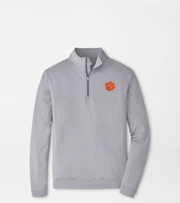 Clemson Perth Sugar Stripe Performance Quarter-Zip in Iron/White