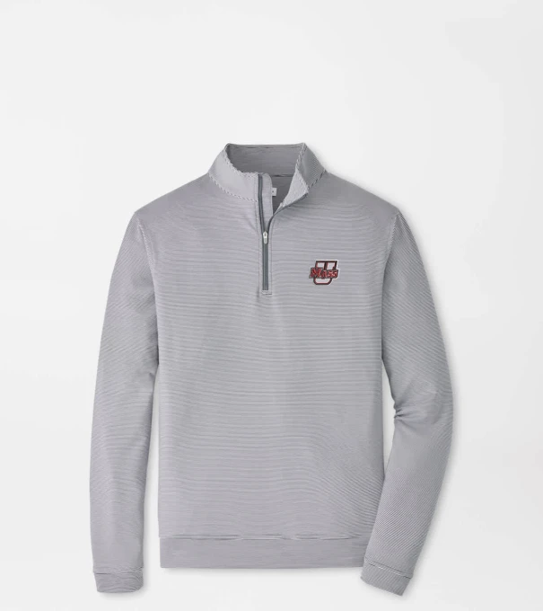 UMass Perth Sugar Stripe Performance Quarter-Zip in Iron/White