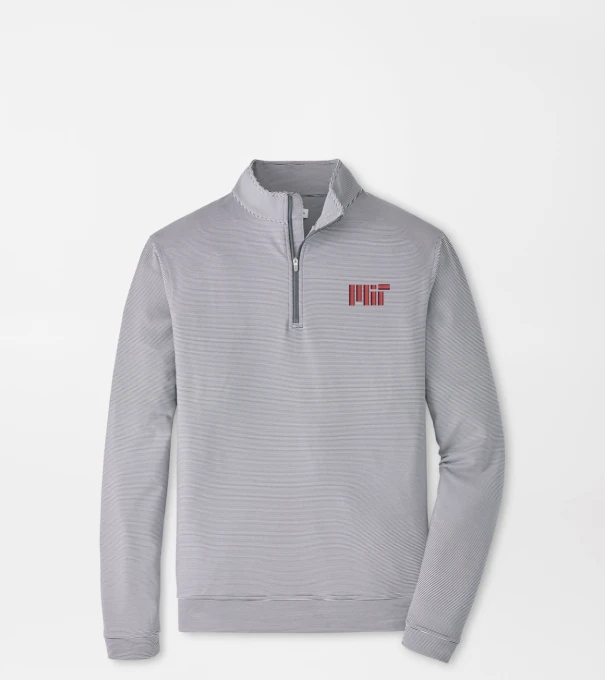 MIT Perth Sugar Stripe Performance Quarter-Zip in Iron/White