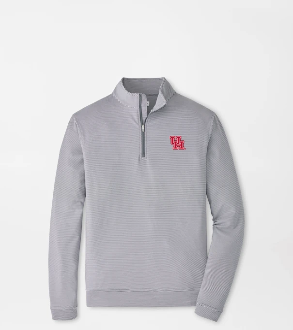 Houston Perth Sugar Stripe Performance Quarter-Zip in Iron/White