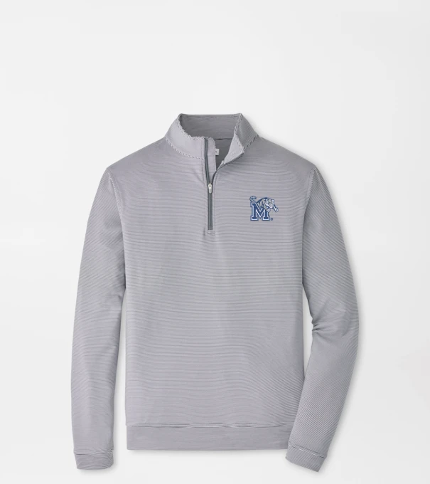 Memphis Perth Sugar Stripe Performance Quarter-Zip in Iron/White