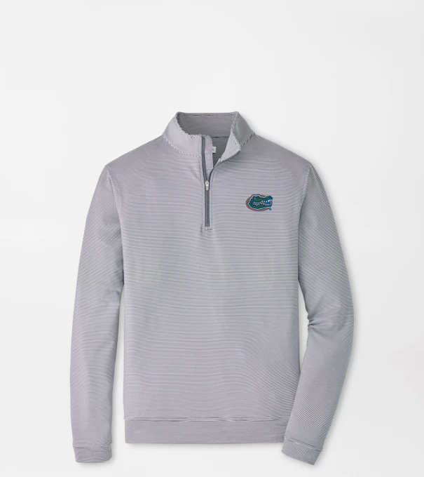 Florida Perth Sugar Stripe Performance Quarter-Zip in Iron/White