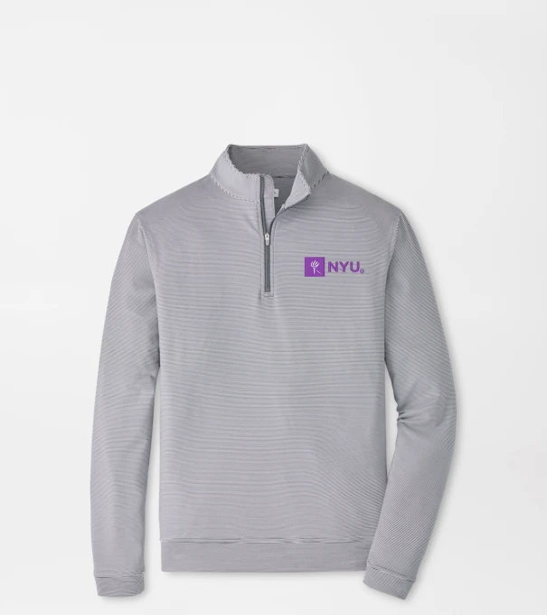 New York University Perth Sugar Stripe Performance Quarter-Zip in Iron/White