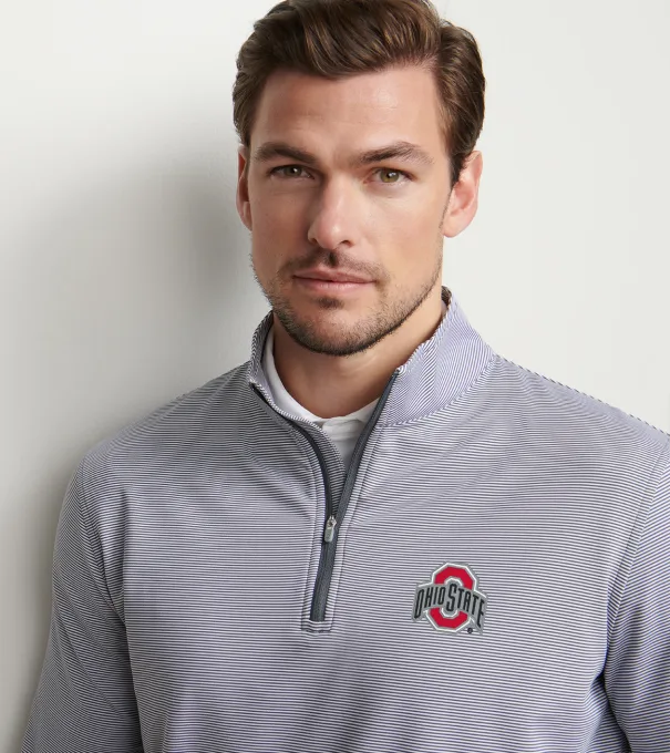The Ohio State Perth Sugar Stripe Performance Quarter-Zip in Iron/White
