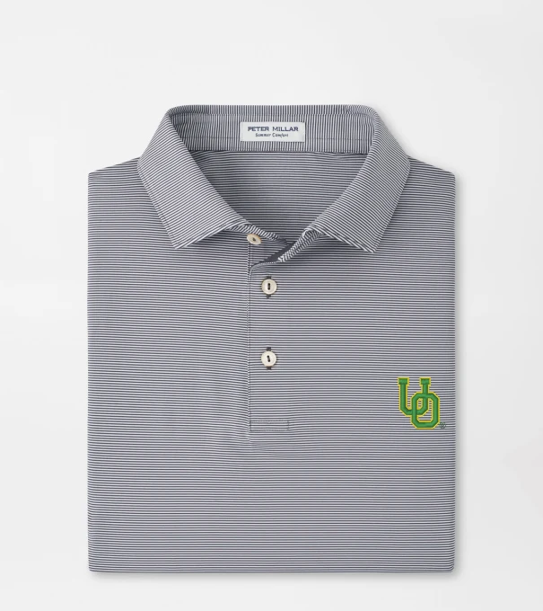 Oregon Vault Jubilee Stripe Performance Polo in Iron