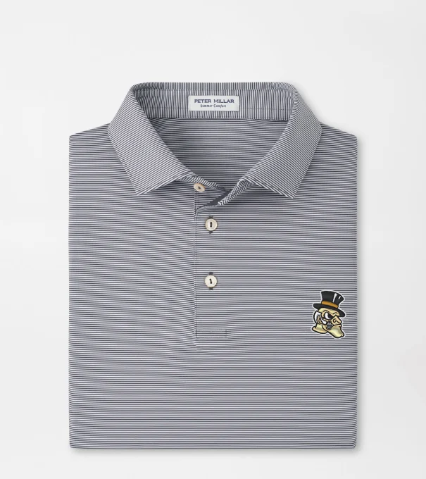 Wake Forest Demon Deacon Jubilee Stripe Performance Polo in Iron