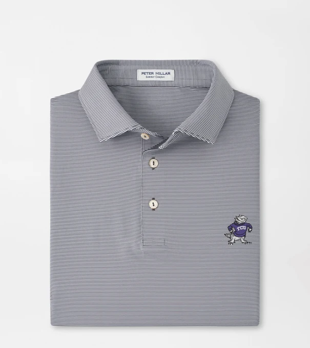 TCU Vault Jubilee Stripe Performance Polo in Iron