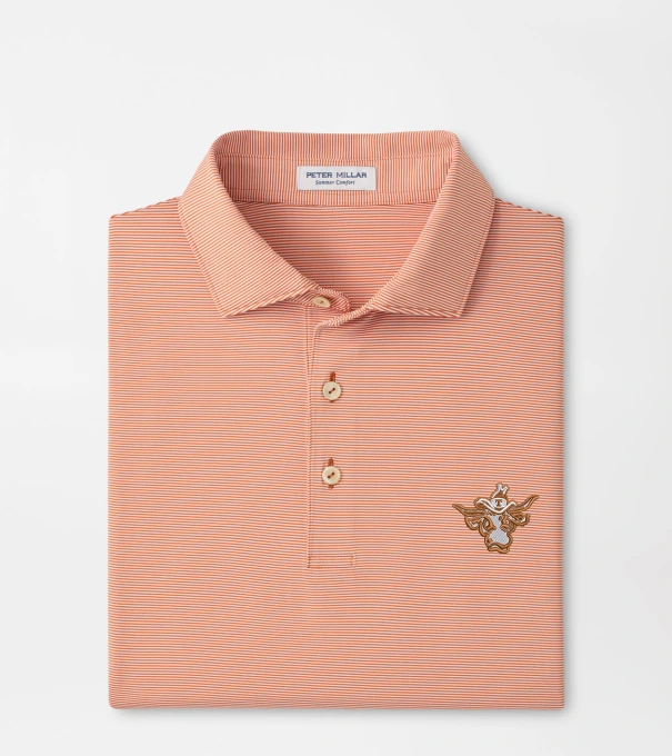 Texas Vault Jubilee Stripe Performance Polo in Rust1
