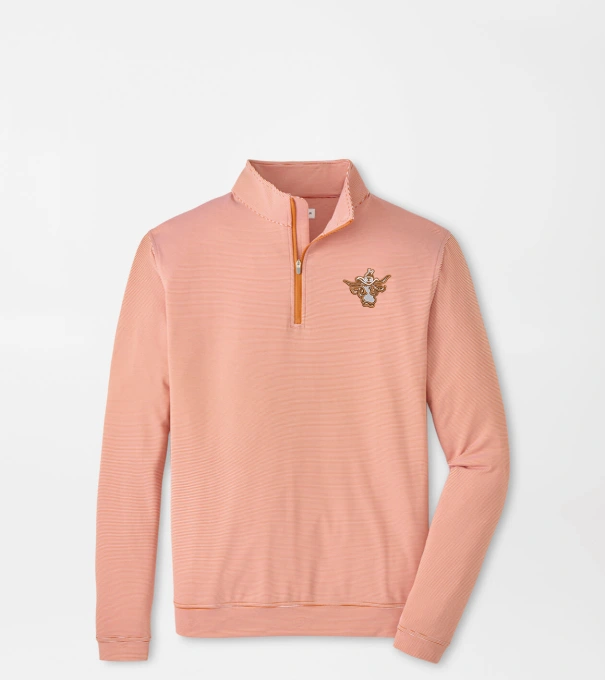 Texas Vault Perth Sugar Stripe Performance Quarter-Zip in Rust1/White