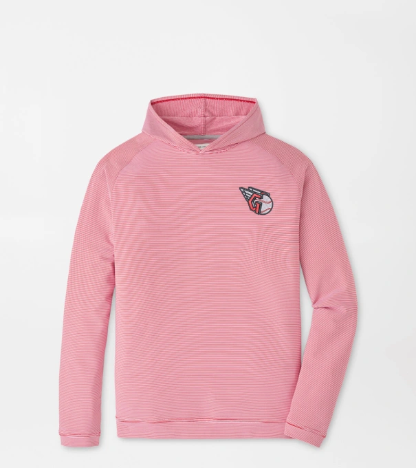 Cleveland Guardians Pine Sugar Stripe Performance Hoodie in Red3