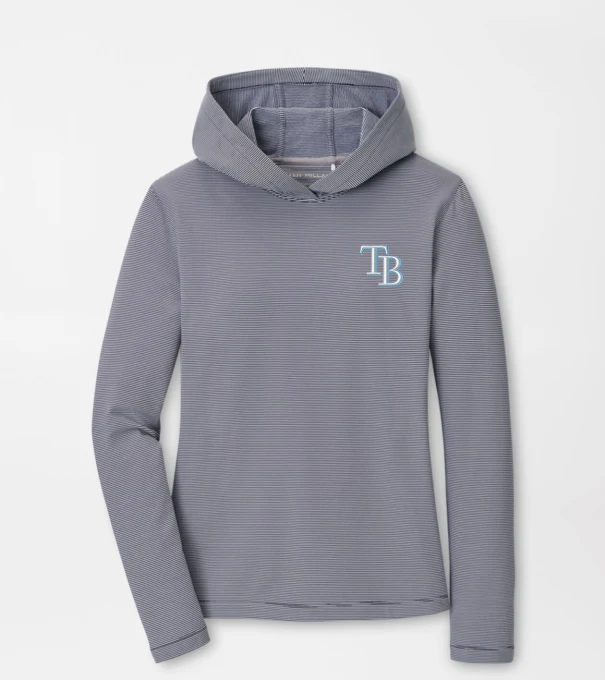 Tampa Bay Rays Women's Pine Sugar Stripe Performance Hoodie in Navy