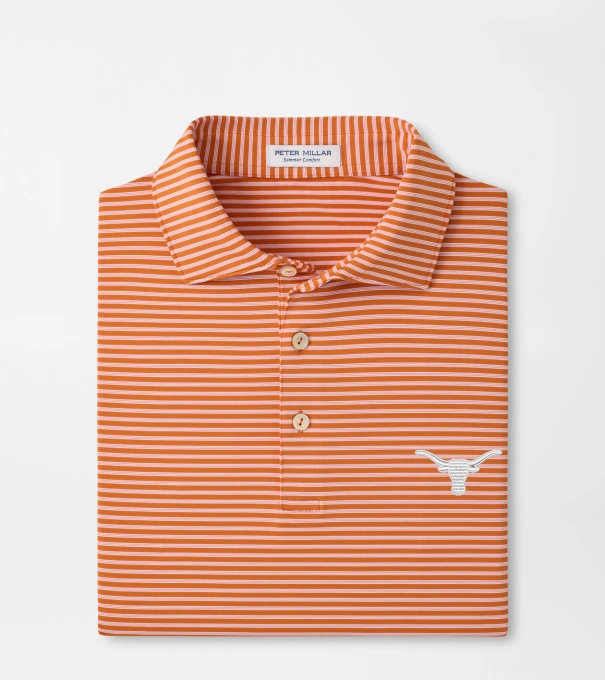Texas Tiebreaker Performance Jersey Stripe Polo in Rust1