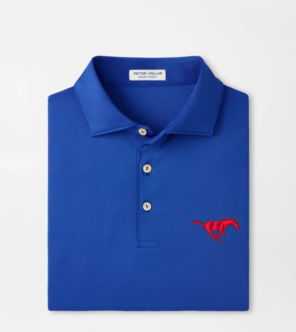 SMU Hugo Performance Jersey Polo in Blue3
