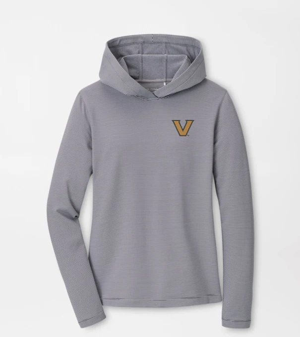 Vanderbilt Women's Pine Sugar Stripe Performance Hoodie in Iron