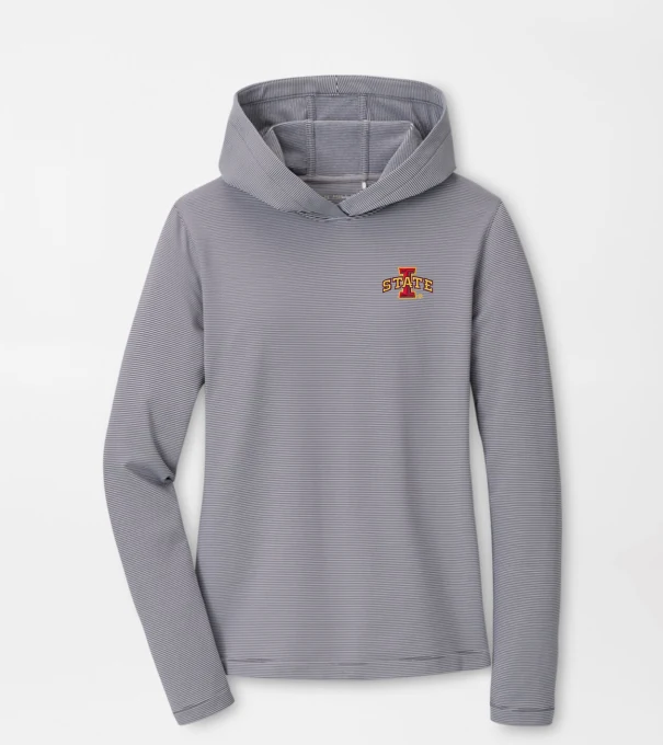 Iowa State Women's Pine Sugar Stripe Performance Hoodie in Iron