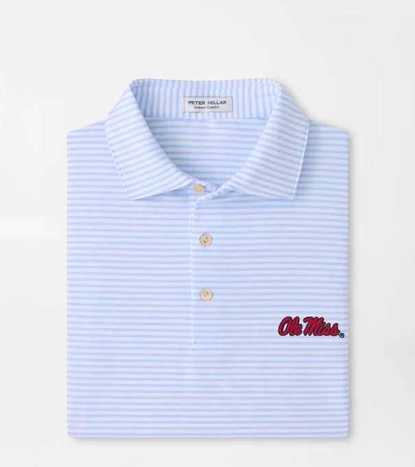 Ole Miss Tiebreaker Performance Jersey Stripe Polo in White