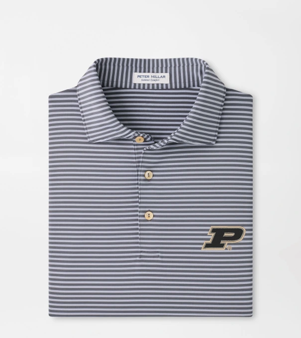Purdue Tiebreaker Performance Jersey Stripe Polo in Iron