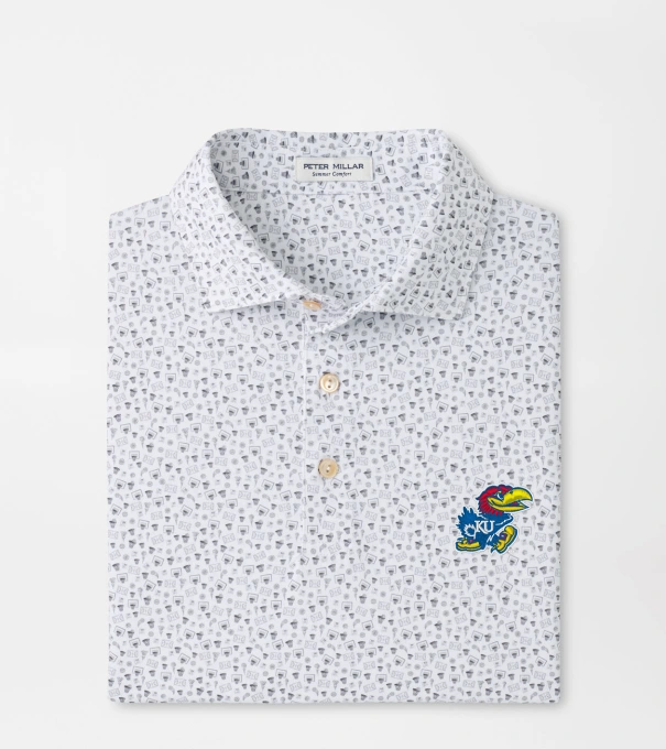 Kansas Buzzer Beater Performance Jersey Polo in White